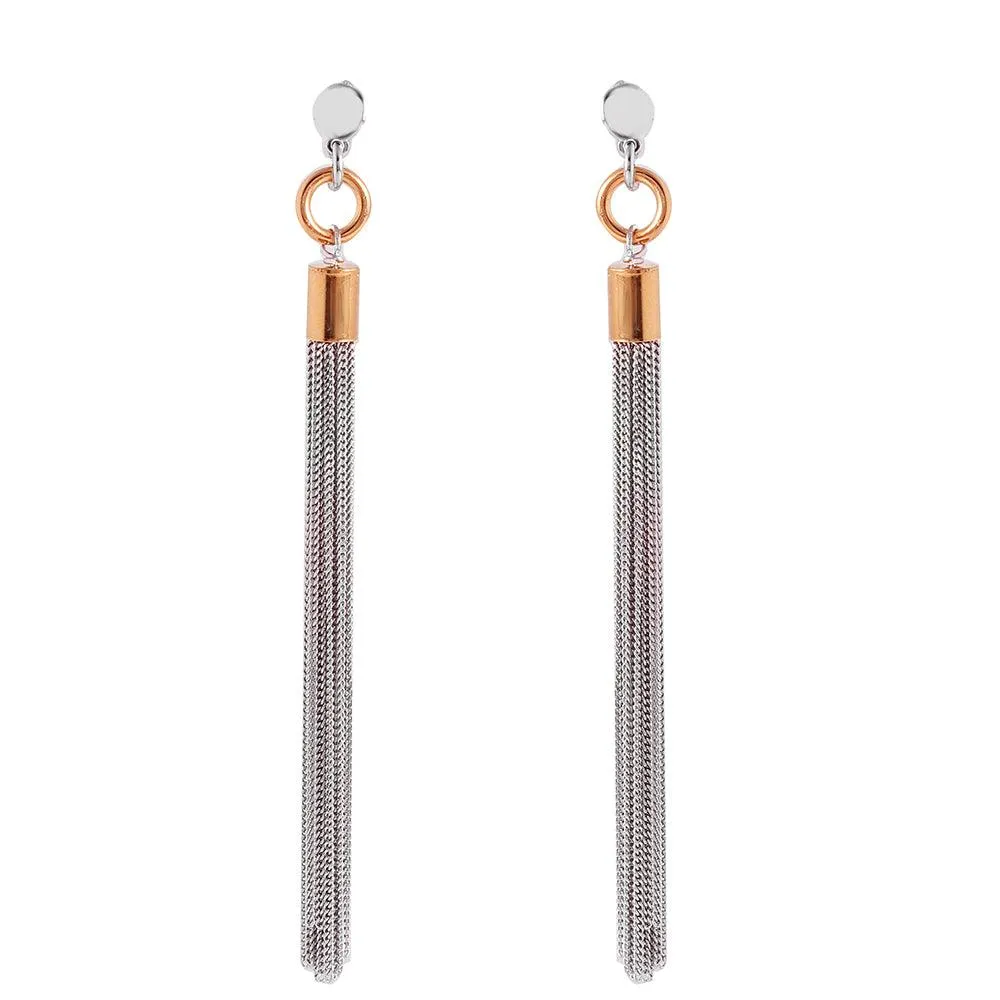 Silver 925 Rose Gold Plated Ponytail Earrings - ITE00073RH-RGP