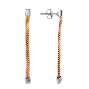 Silver 925 Rose Gold Plated Single Strand Dangling Earrings - ITE00068RGP