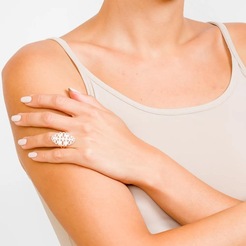 Silver 925 Rose Gold Plated Zig Zag Ring - GMR00024RGP