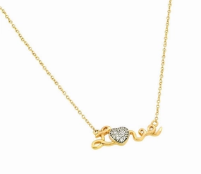 Silver 925 Gold Plated Clear CZ Love Heart Pendant Necklace - STP01376GP