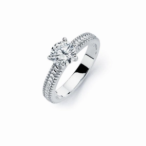 Silver 925 Rhodium Plated Clear Solitaire CZ Bridal Ring - BGR00718