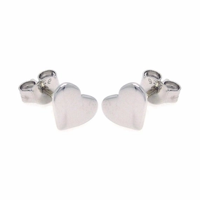 Silver 925 Rhodium Plated Heart Stud Earrings - STE00762