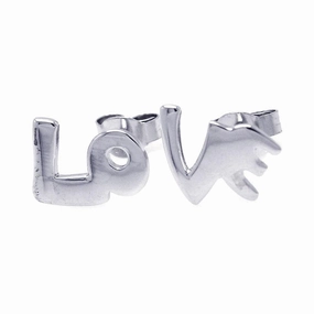 Silver 925 Rhodium Plated Love Stud Earrings - STE00752