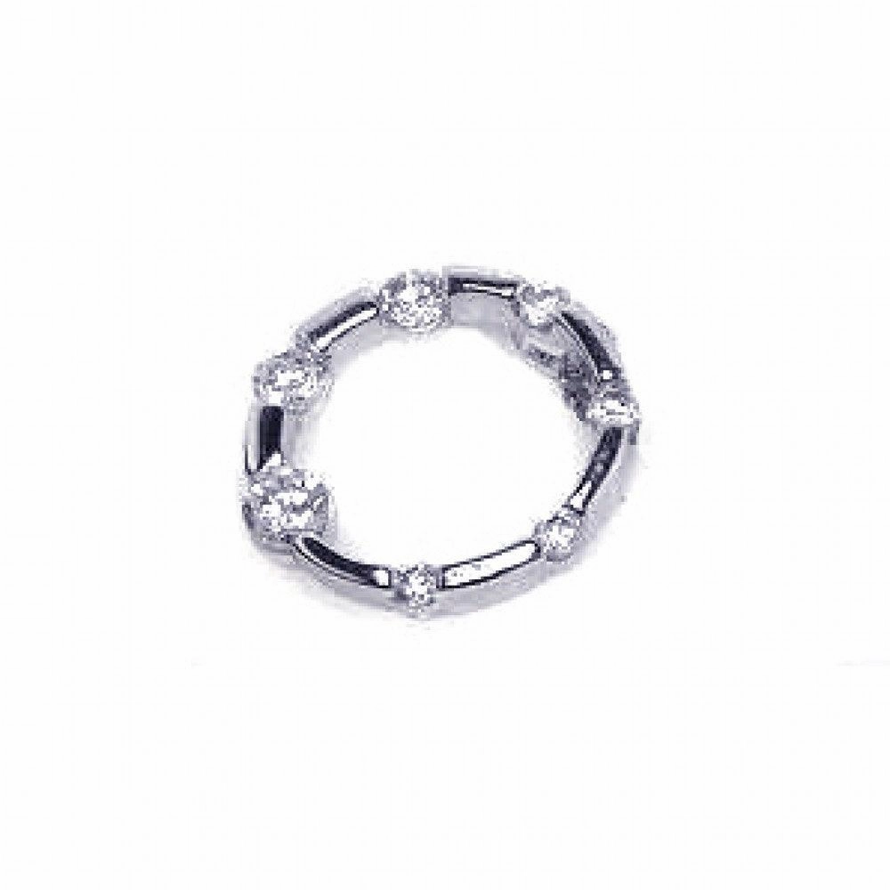 Silver 925 Rhodium Plated Open Circle CZ Pendant - ACP00016