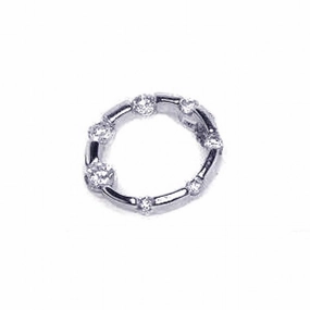 Silver 925 Rhodium Plated Open Circle CZ Pendant - ACP00016