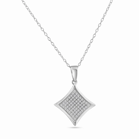 Silver 925 Rhodium Plated Square Micro Pave CZ Dangling Pendant - ACP00048