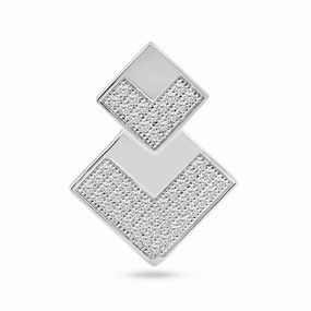 Silver 925 Rhodium Plated Two Graduated Square CZ Inlay Pendant - ACP00042