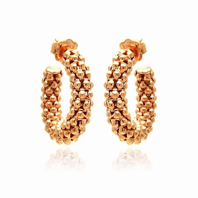 Silver 925 Rose Gold Plated Italian Crescent Stud Earrings - ITE00032RGP
