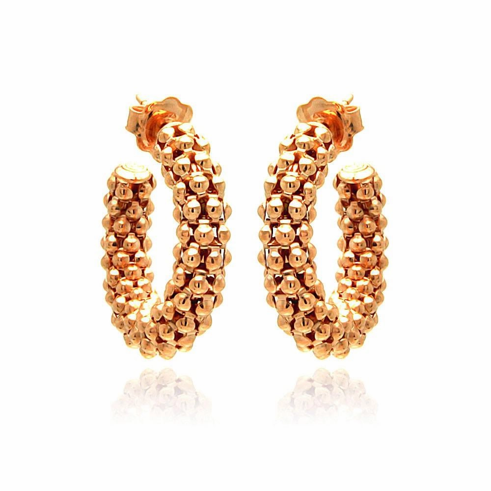 Silver 925 Rose Gold Plated Italian Crescent Stud Earrings - ITE00032RGP