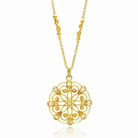 Silver 925 Rose Gold Plated Wire Design Pendant CZ Inlay Necklace - BGP00653