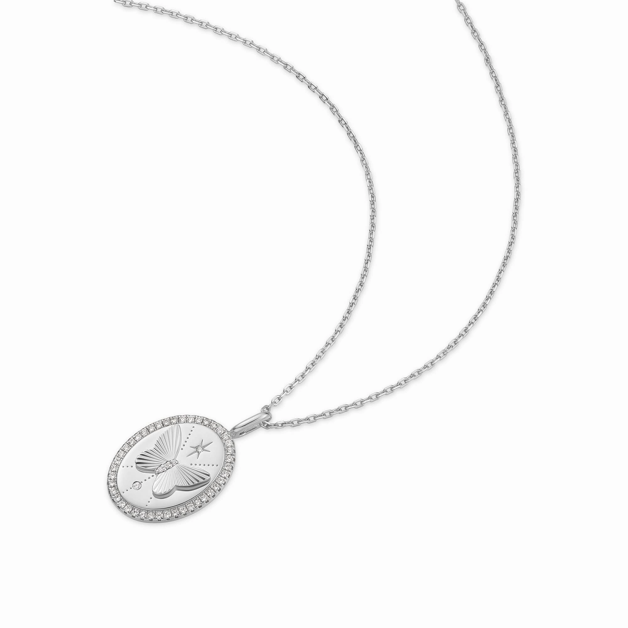 Silver Butterfly Pendant Necklace N064-05H