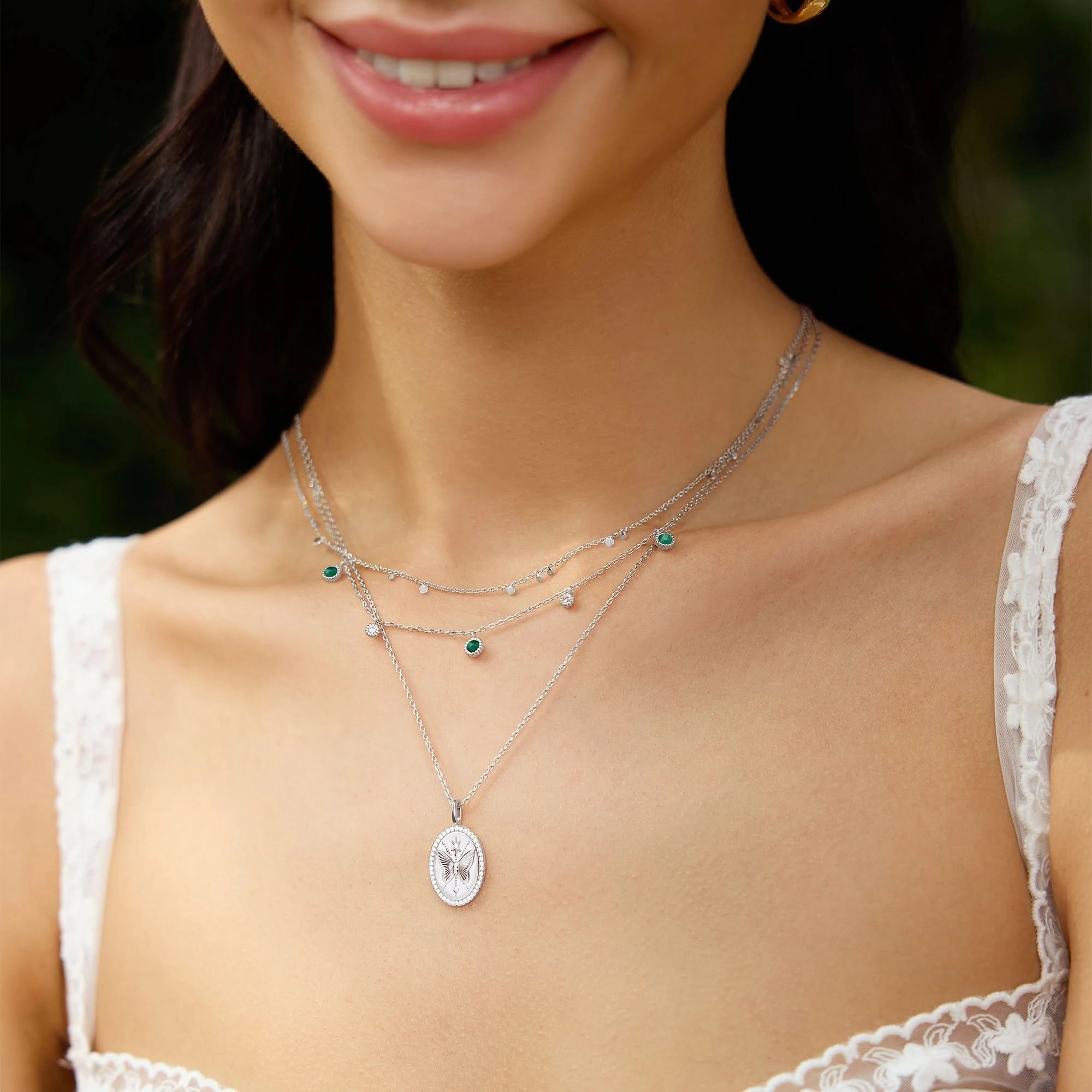 Silver Butterfly Pendant Necklace N064-05H