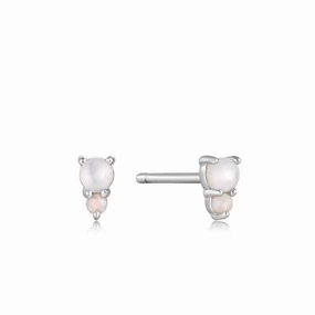 Silver Mother Of Pearl And Kyoto Opal Stud Earrings E034-02H