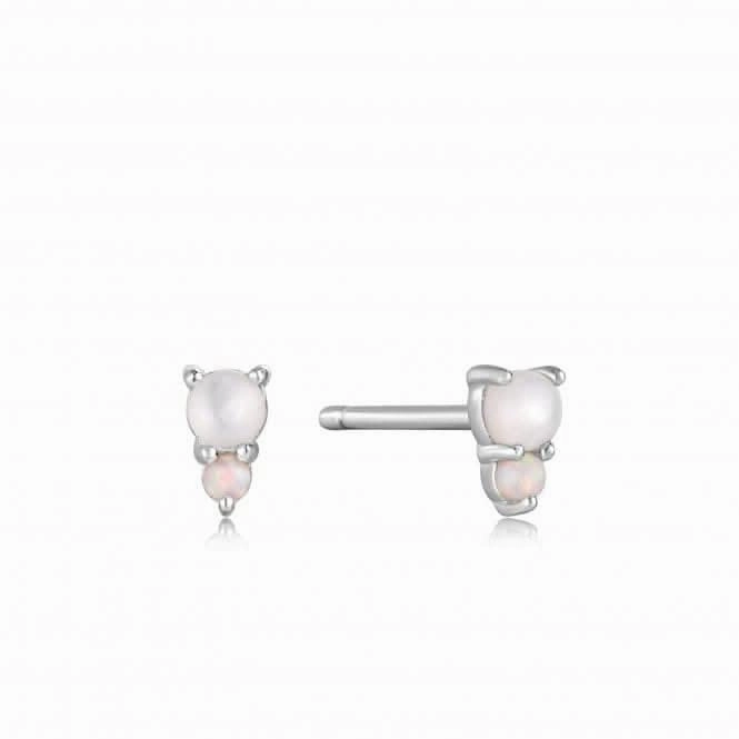 Silver Mother Of Pearl And Kyoto Opal Stud Earrings E034-02H