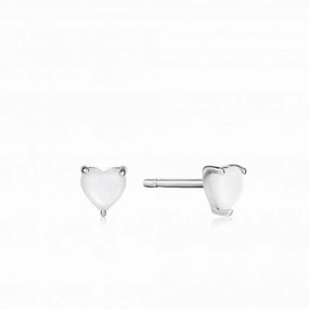 Silver Mother Of Pearl Heart Stud Earrings E034-99H