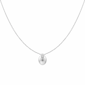 Silver Oval Charm Necklace N062-03H