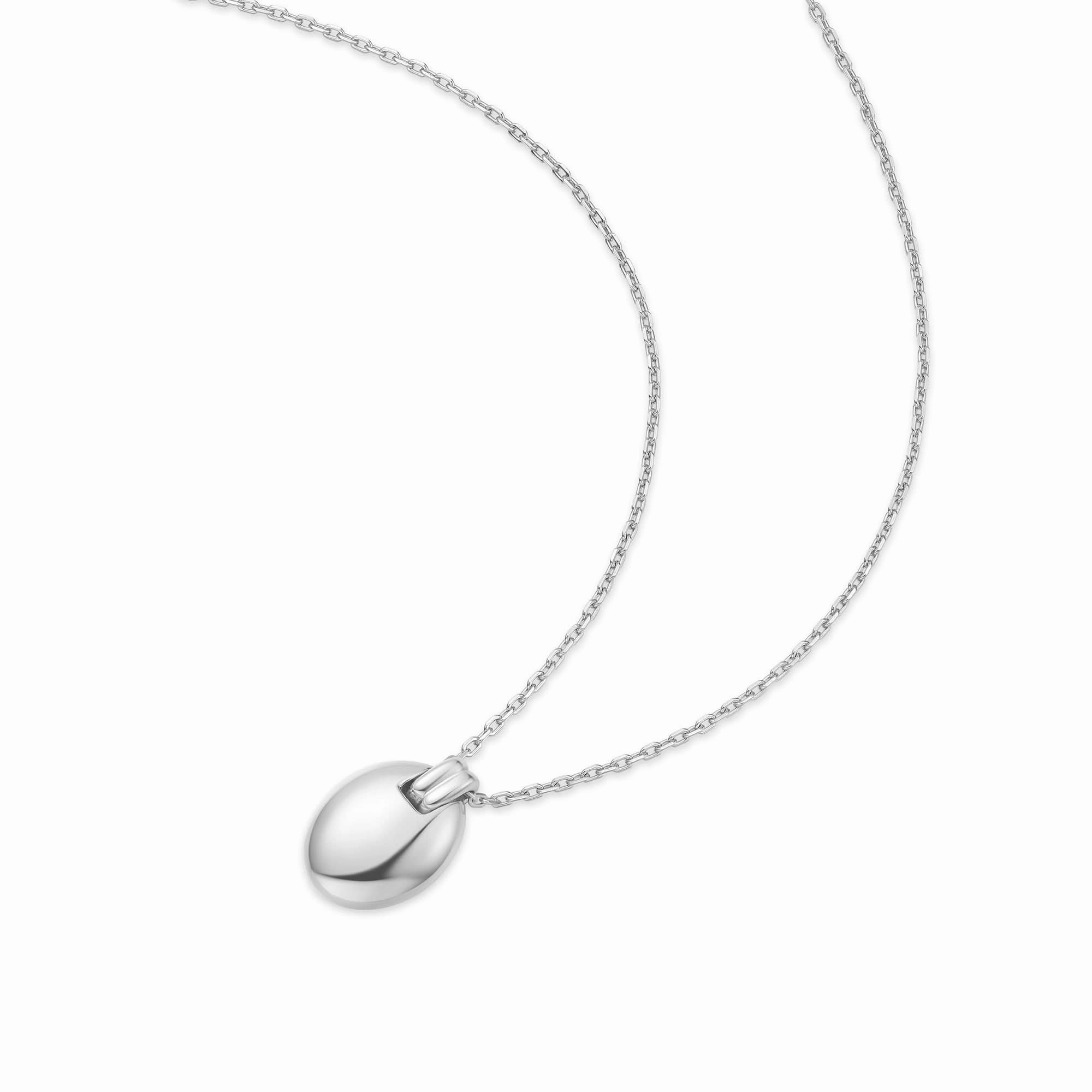 Silver Oval Charm Necklace N062-03H