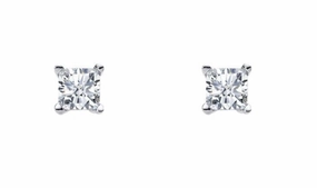 Silver Princess Cut CZ Claw Set Studs