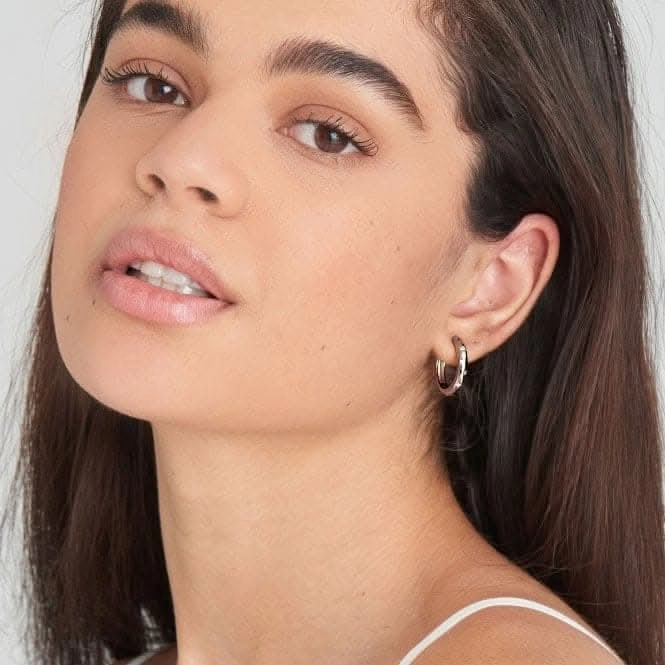 Silver Scattered Stars Hoop Earrings E034-06H