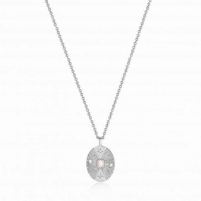 Silver Scattered Stars Kyoto Opal Disc Necklace N034-03H
