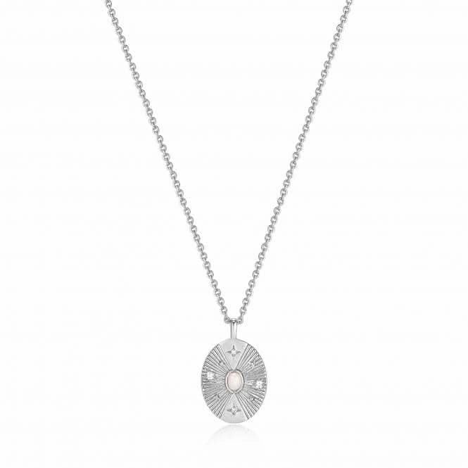 Silver Scattered Stars Kyoto Opal Disc Necklace N034-03H