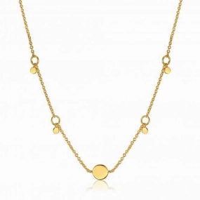 Silver Shiny Gold Plated Geometry Drop Discs Necklace N005-03G