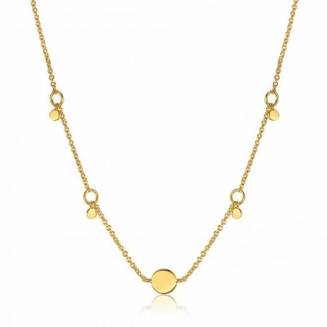 Silver Shiny Gold Plated Geometry Drop Discs Necklace N005-03G