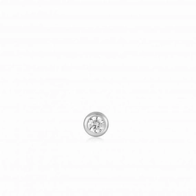 Silver Sparkle Bezel Barbell Single Earring E035-06H