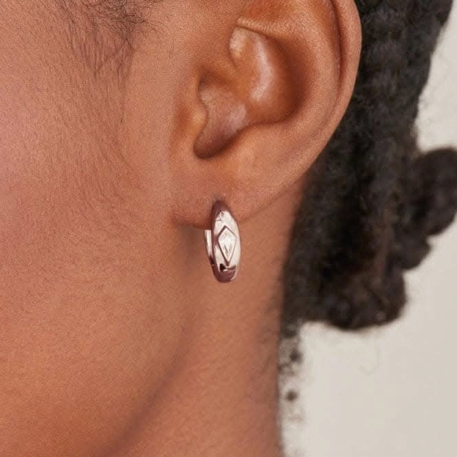 Silver Sparkle Dome Hoop Earrings E041-06H-W