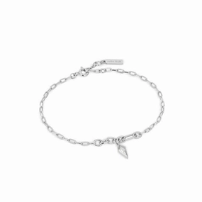 Silver Sparkle Drop Pendant Chunky Chain Bracelet B041-01H-W
