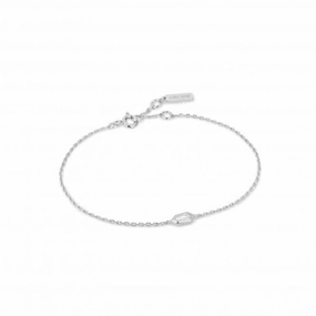 Silver Sparkle Emblem Chain Bracelet B041-02H-W