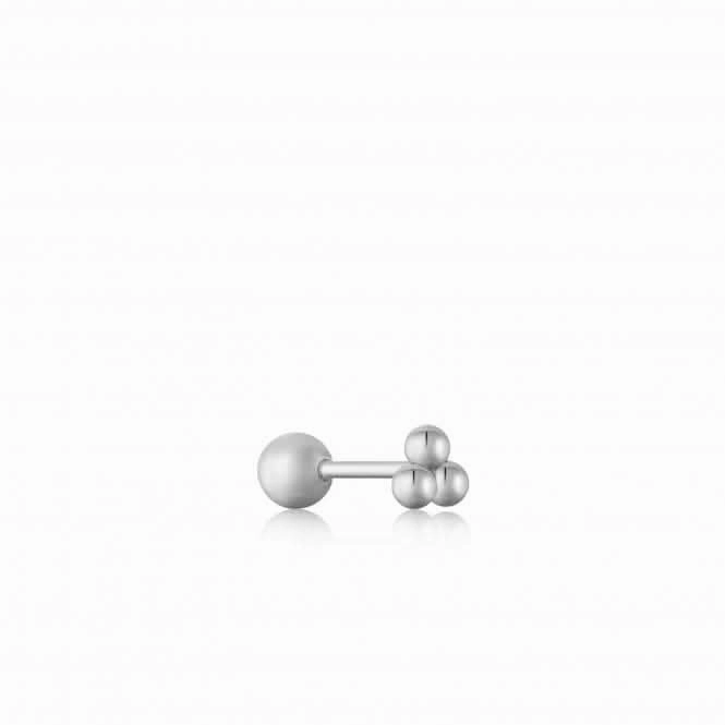 Silver Triple Ball Barbell Single Earring E035-03H
