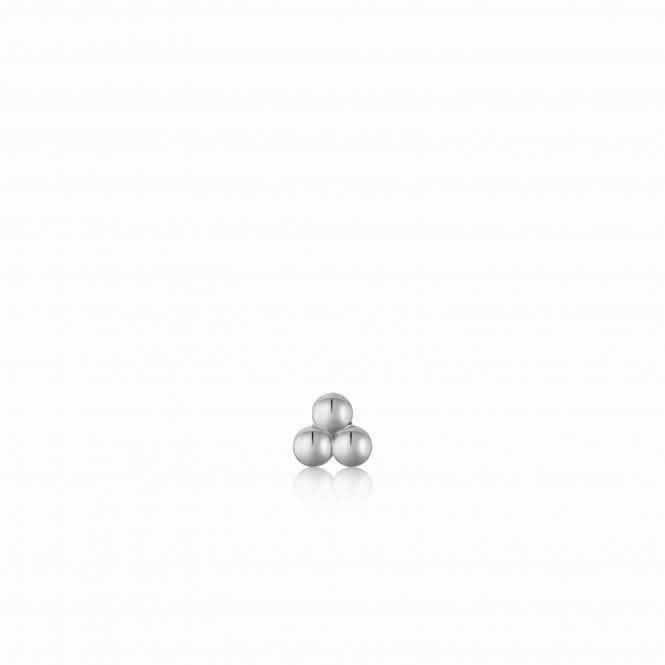 Silver Triple Ball Barbell Single Earring E035-03H