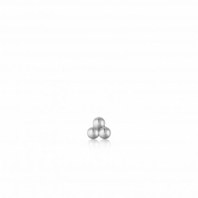 Silver Triple Ball Barbell Single Earring E035-03H