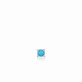 Silver Turquoise Cabochon Barbell Single Earring E035-13H