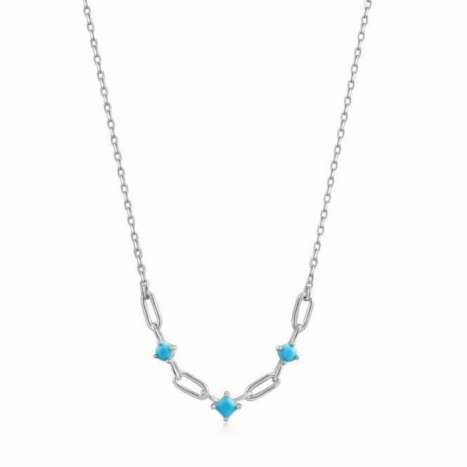 Silver Turquoise Link Necklace N033-03H
