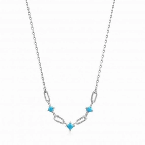 Silver Turquoise Link Necklace N033-03H