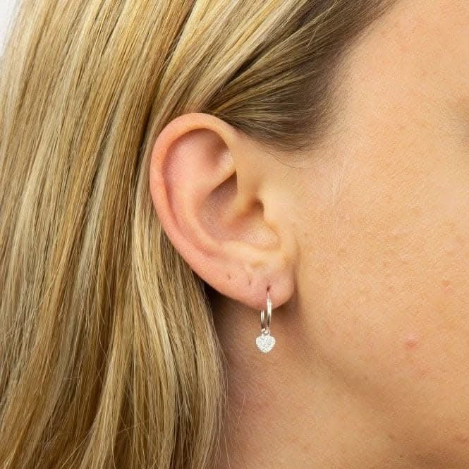 Small Pave Heart Assembled Hoop Earrings E5996C