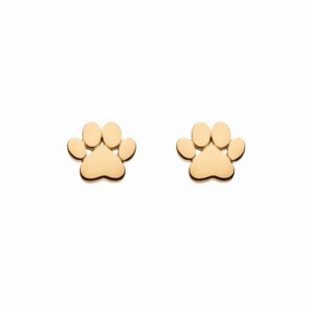 Small Paw Print Gold Plated Stud Earrings 4767GD