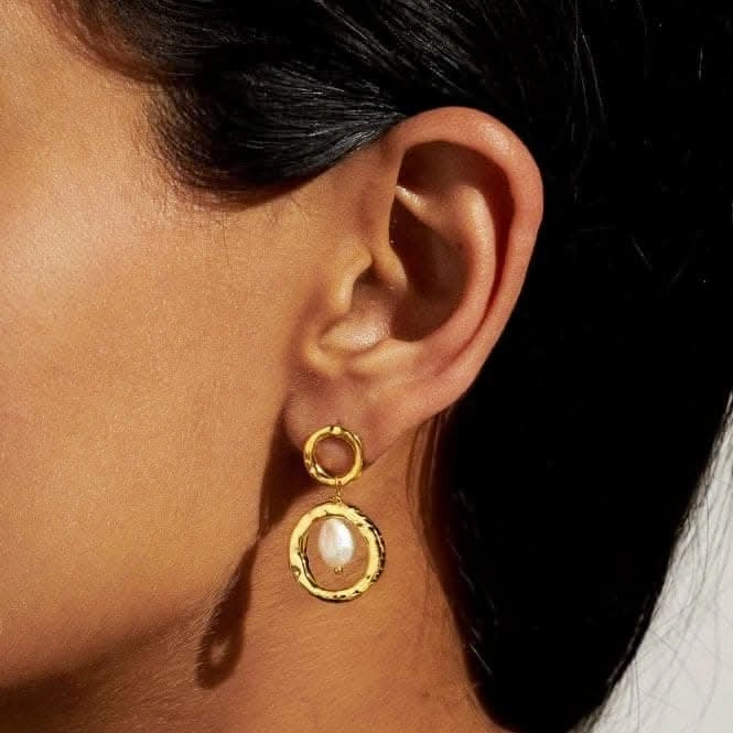 Solaria Baroque Pearl Gold Plated Hoop Earrings 7156