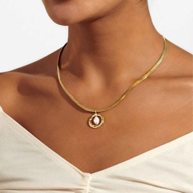 Solaria Baroque Pearl Gold Plated Pendant 46cm   5cm Necklace 7154