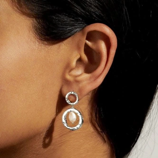 Solaria Baroque Pearl Silver Plated Hoop Earrings 7146