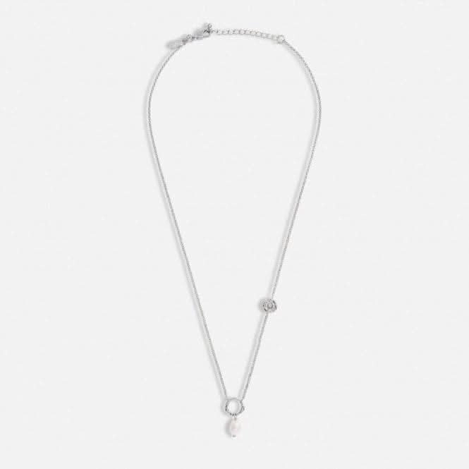 Solaria Baroque Pearl Silver Plated Zirconia 46cm   5cm Necklace 7166