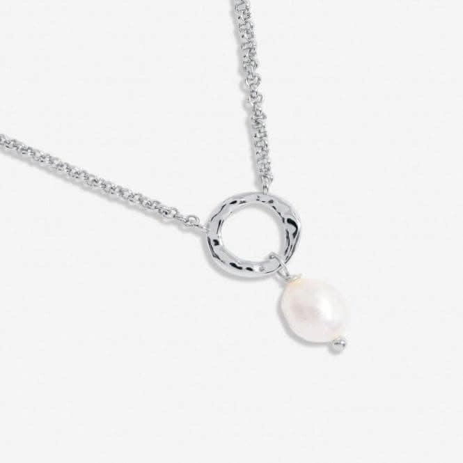 Solaria Baroque Pearl Silver Plated Zirconia 46cm   5cm Necklace 7166
