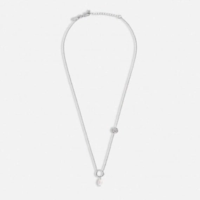 Solaria Baroque Pearl Silver Plated Zirconia 46cm   5cm Necklace 7166