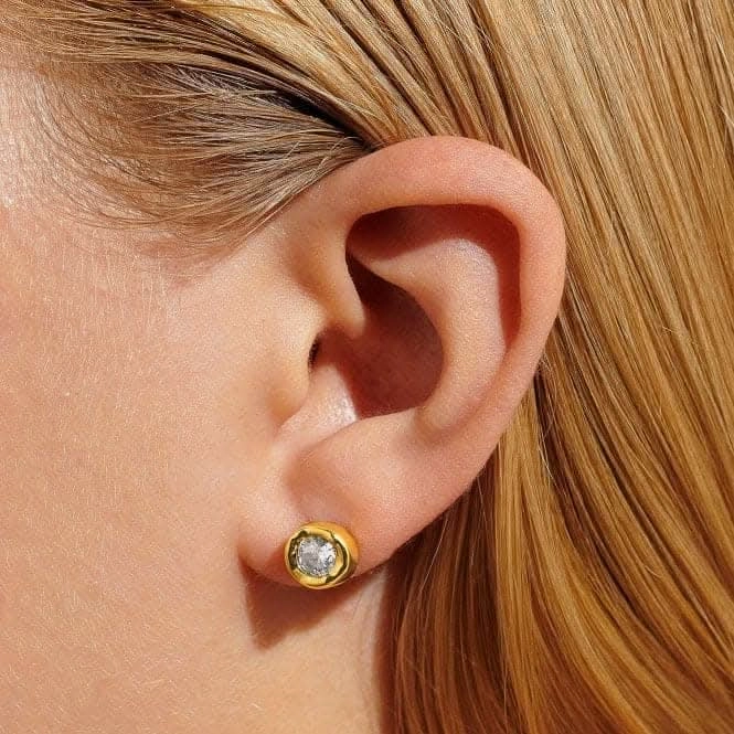 Solaria Zirconia Gold Plated Stud Earrings 7165