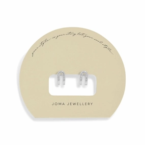 Soul Shine Pave Arc Huggie Silver Plated Earrings 7606