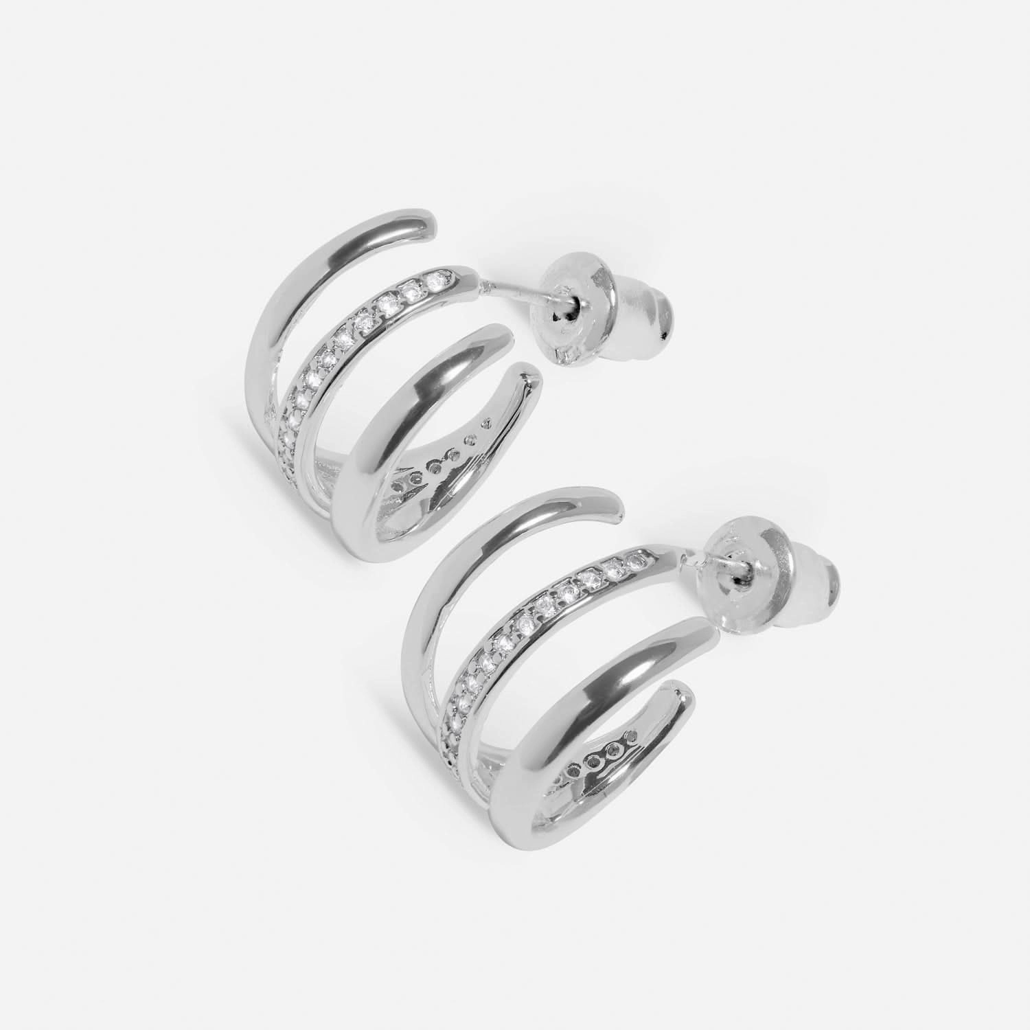 Soul Shine Pave Illusion Hoop Silver Plated Earrings 7604