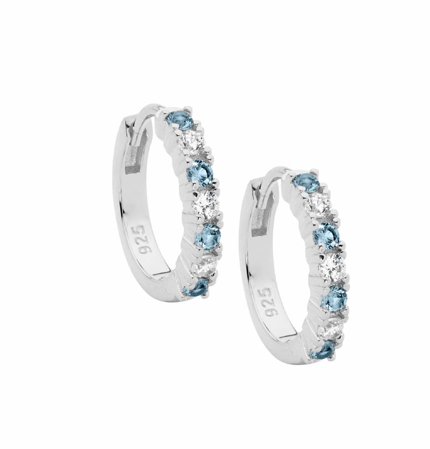 Spinel & CZ 14mm hoop earrings - 2 Colours