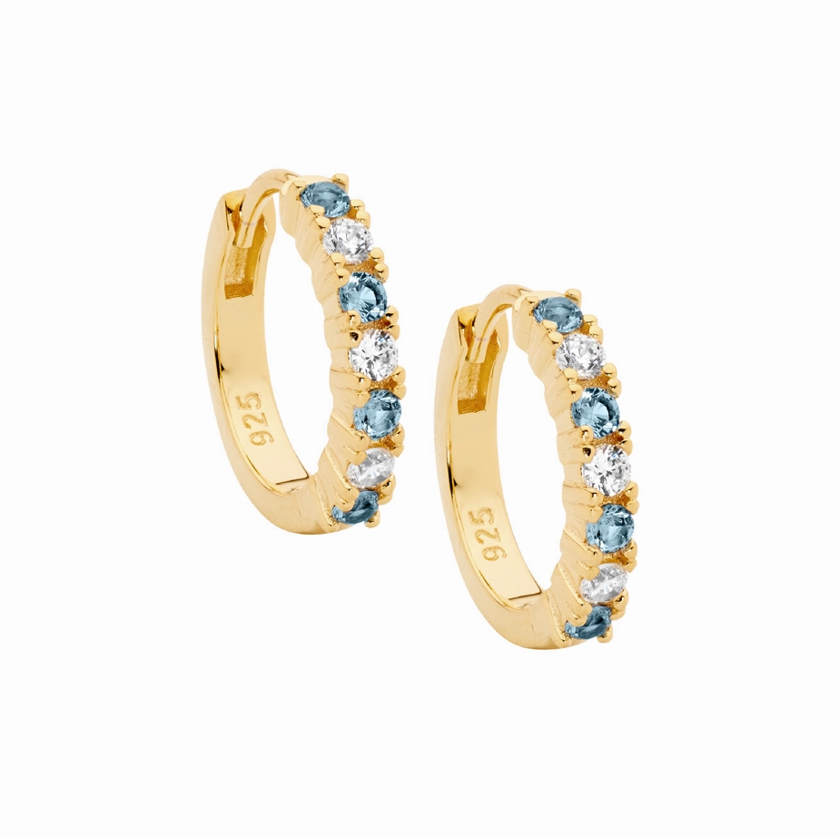 Spinel & CZ 14mm hoop earrings - 2 Colours